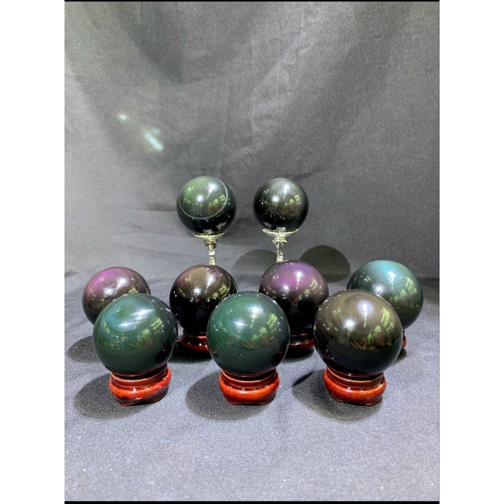 Bi Cầu Rainbow Obsidian, size 4-4.5cm [1 bi]
