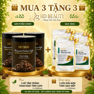 [Liệu Trình 3 hộp ] tắm trắng than hoạt tính cafe 350g Tặng 3 Sữa Non tinh gạo nếp trắng da ttbc )