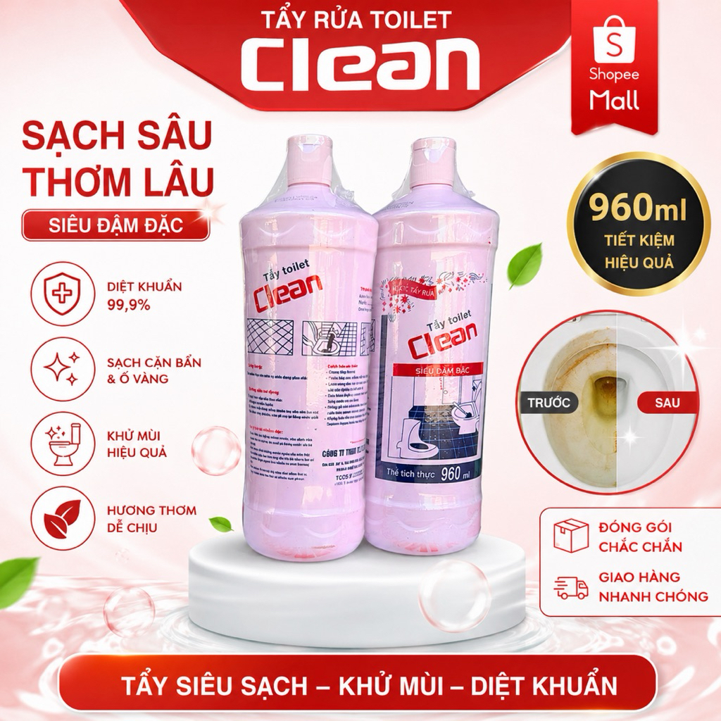 COMBO 6 CHAI NƯỚC TẨY TOILET CLEAN MAX