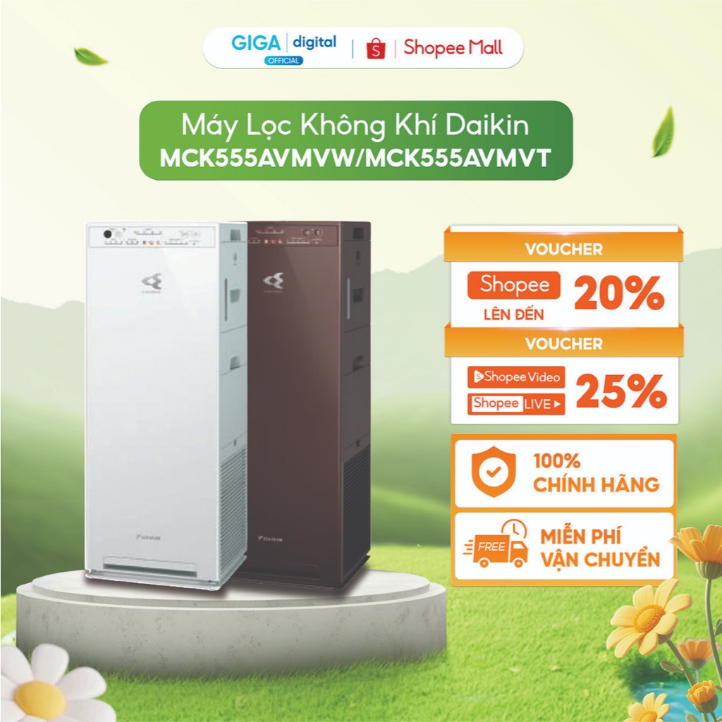 Máy lọc không khí Daikin MCK555AVMVW/MCK555AVMVT - Diện tích sử dụng 41m2 - BH 12 tháng