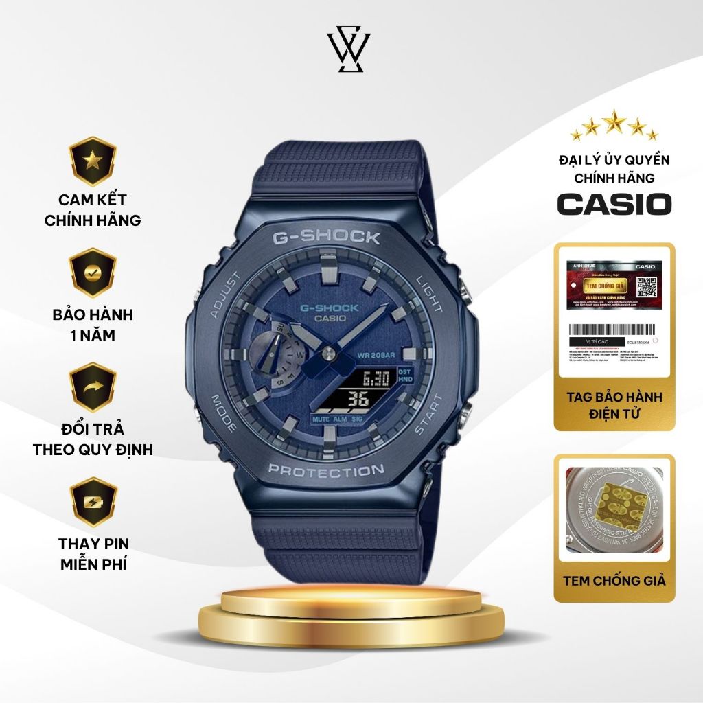 Đồng Hồ Casio G-Shock Nam GM-2100N-2ADR Mặt kính khoáng Vỏ mạ ion màu xanh lam