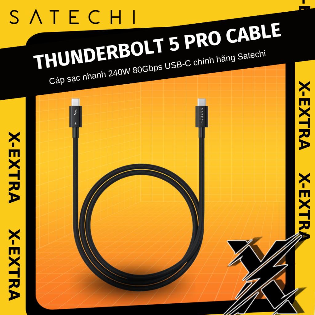 Cáp Sạc Nhanh Satechi Thunderbolt 5 Pro Cable 240W 80Gbps USB-C Chính Hãng