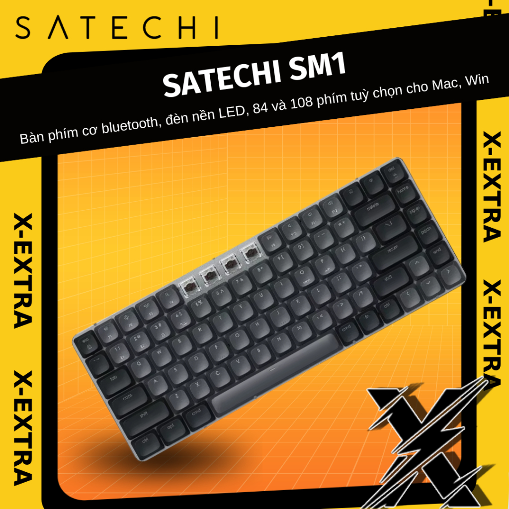 Bàn phím cơ Satechi SM1 có Bluetooth, đèn nền LED, không dây nhỏ gọn 84 và 108 phím tuỳ chọn dành ch