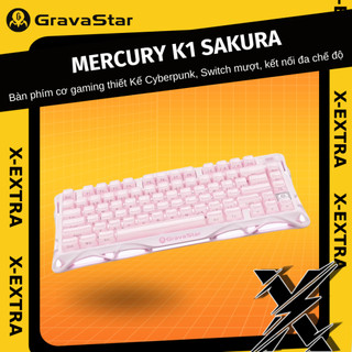 Bàn Phím Cơ Gaming Gravastar Mercury K1 Sakura Pink RGB | Thiết Kế Cyberpunk, Switch Mượt, Kết Nối Đa Chế Độ
