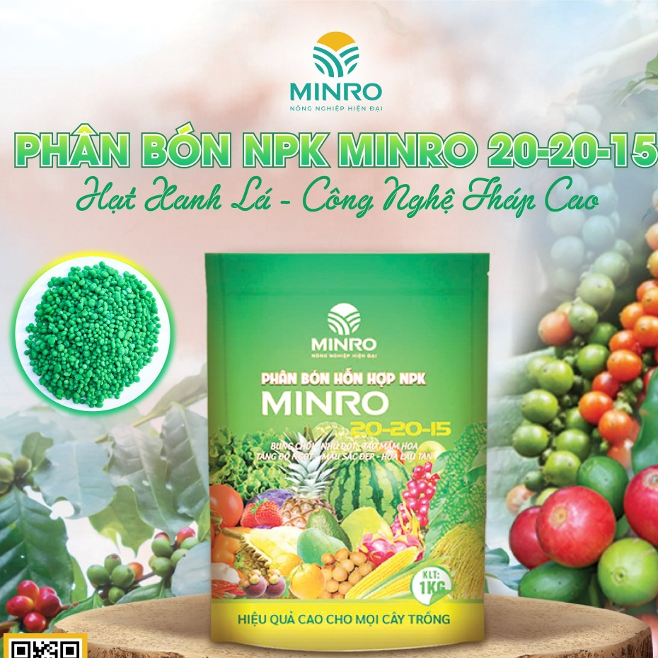Phân bón NPK 20-20-15 MINRO (1Kg)