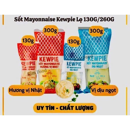 Bán chạy - Xốt Mayonnaise Kewpie Dịu Ngọt ( xanh ), vị Nhật ( đỏ) 130g / 300g béo ngậy