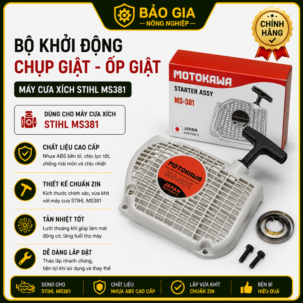 Bộ Khởi Động Chụp Giật Máy Cưa Xích STIHL MS381 Ốp Giật 381 Dây Kéo Nổ Máy Cưa Chính Hãng