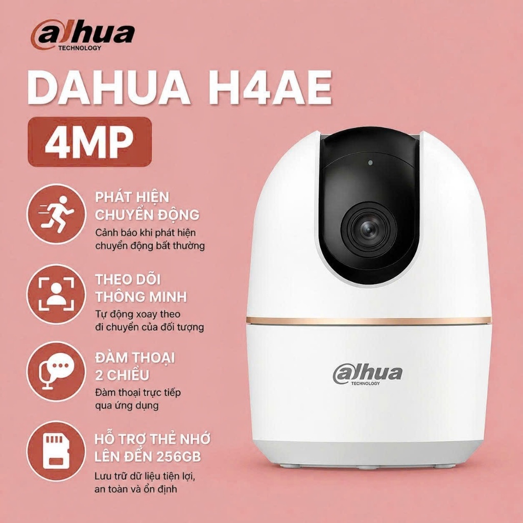 (Tặng chân đế L đơn cam+thẻ)Camera wifi Trong Nhà Dahua DH-H3AE 3MP/H5AE 5MP Xoay 360 CÓ CÔNG LAN