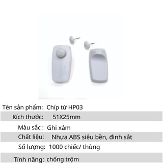 Chíp Từ Chống Trộm HP03 Kèm Đinh Ghim, Tem Từ Cứng An Ninh Cho Shop Thời Trang Siêu Thị Cửa Hàng