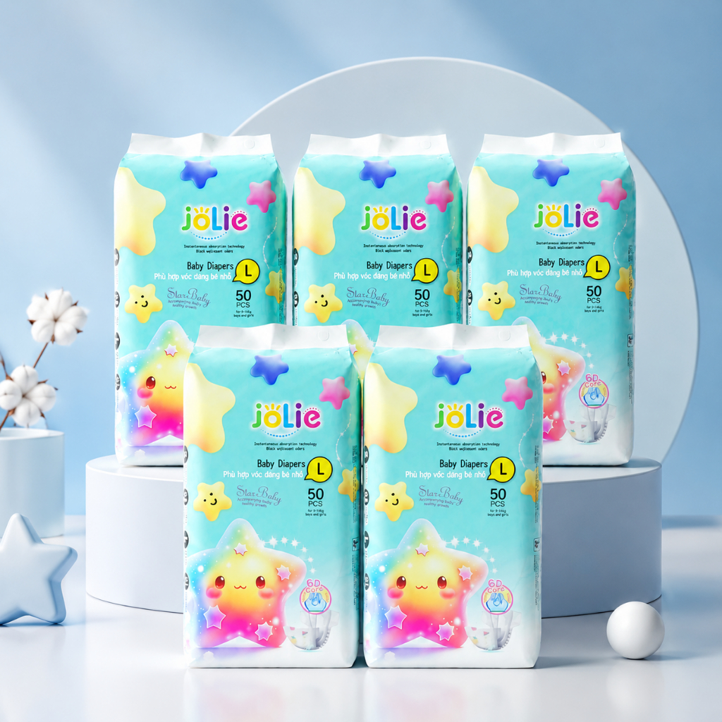 Tã Dán JOLIE - 250 Miếng - Mỏng Mềm – Thấm Hút Ổn Định – Thoáng Khí