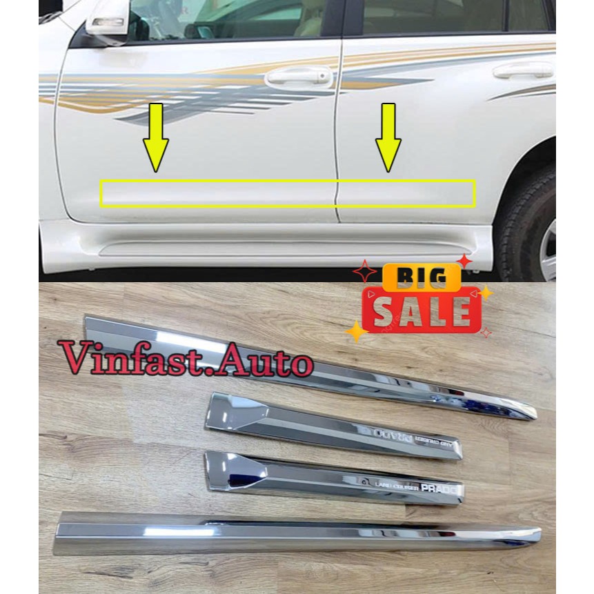 Nẹp Sườn Prado 2010 2011 2012 2013 2014 2015 2016 2017 ( Chuẩn Hãng ) - Bộ 4 Ốp Cửa Toyota Prado