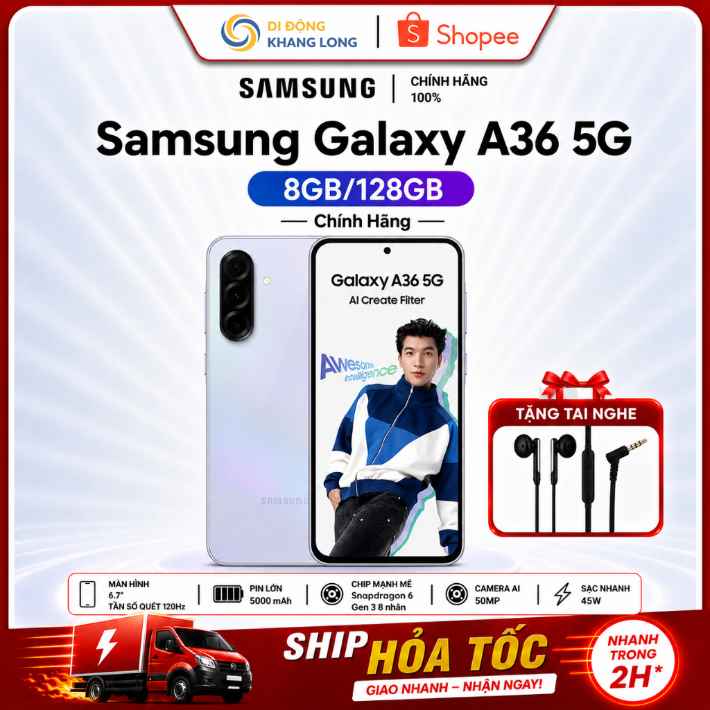 Điện thoại Samsung Galaxy A36 5G 12GB/256GB - Hàng Chính Hãng.