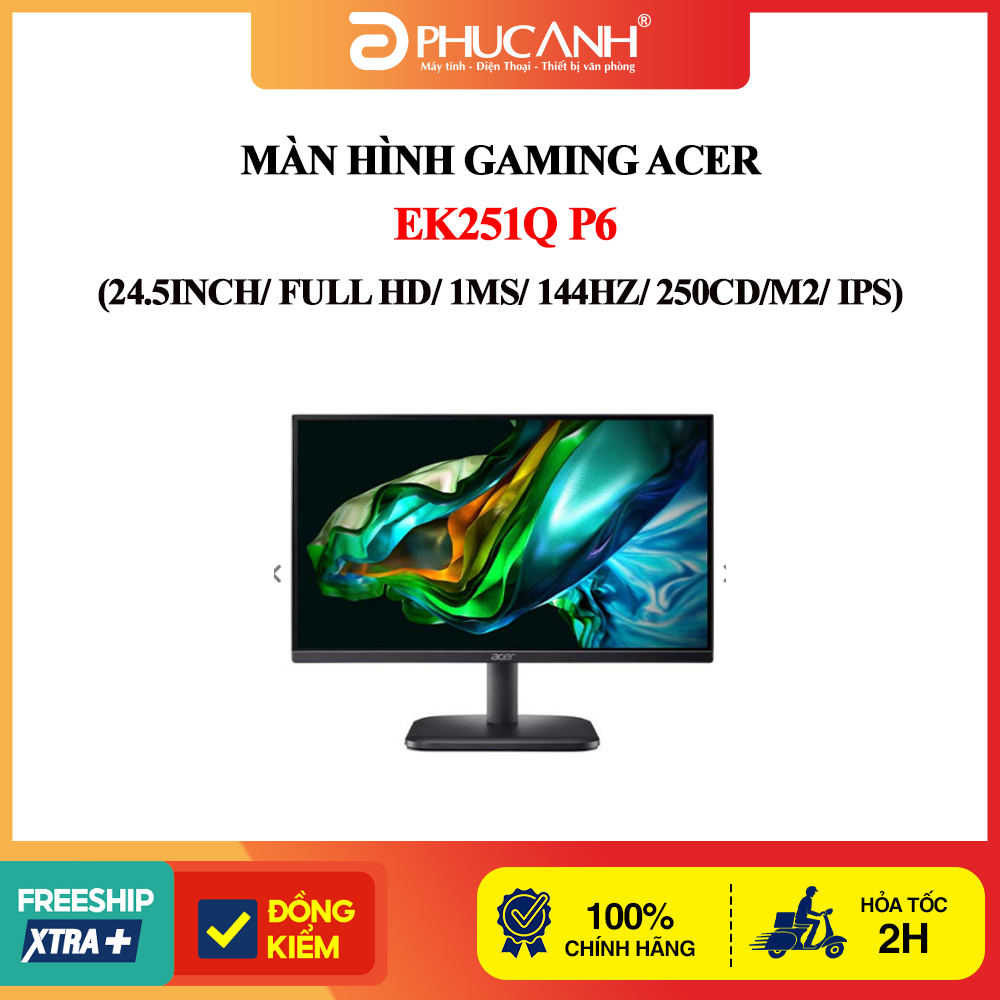 Màn hình gaming Acer EK251Q P6 24.5", Full HD, 1ms, 144Hz, IPS - Hàng Chính Hãng, BH 36 tháng