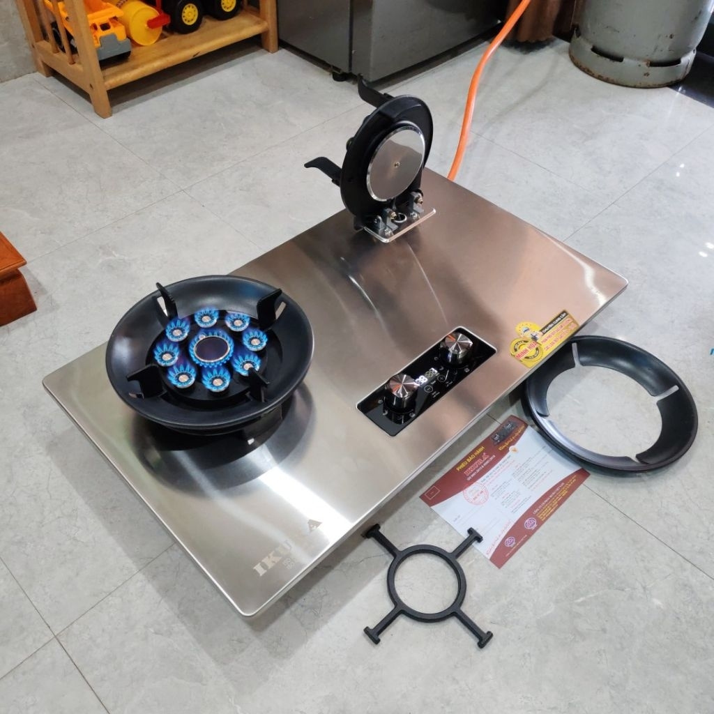 Bếp Gas Âm Lật 809 ikura Mặt INOX 304 Sáng Bóng, Tiện Lợi Tiết kiệm gas, Có chế Độ Hẹn Giờ