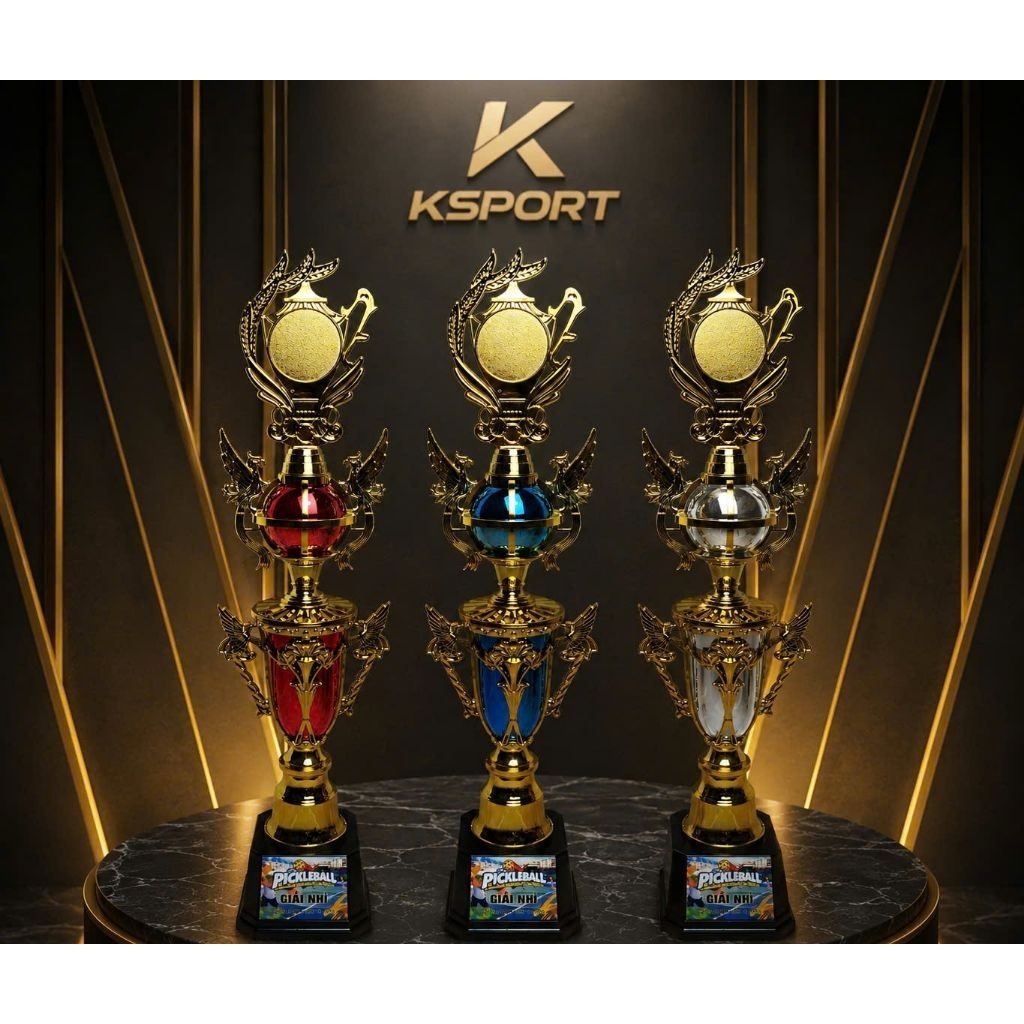 Cúp thẩm mỹ cúp làm đẹp cúp giải pickleball tennis golf bóng chuyền bóng rổ bóng đá cầu lông tổng kh
