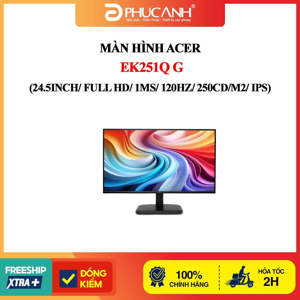 Màn hình Acer EK251Q G (24.5Inch/ Full HD/ 1ms/ 120Hz/ 250cd/m2/ IPS) - Bảo hành 36 tháng tại hãng
