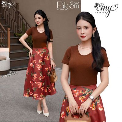 [LƯU Ý SẢN PHẨM CHỈ CHÂN VÁY] Chân Váy Thiết Kế EMY Thời Trang Cao Cấp V4113 Vải Tafta In Hoa Sang Chảnh Đi Tiệc