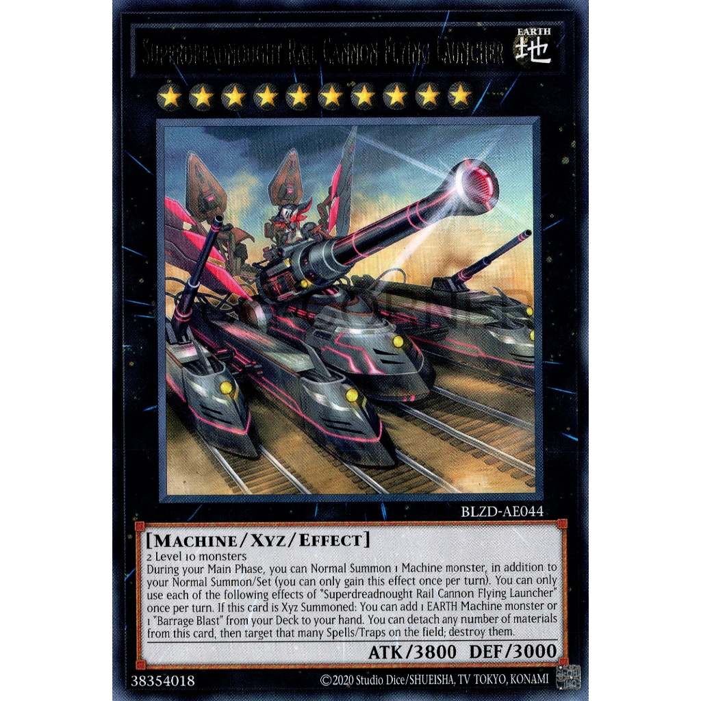 AE BLZD rare [ dưa hấu yugioh ] Lá bài thẻ Superdreadnought Rail Cannon Flying Launcher xyz