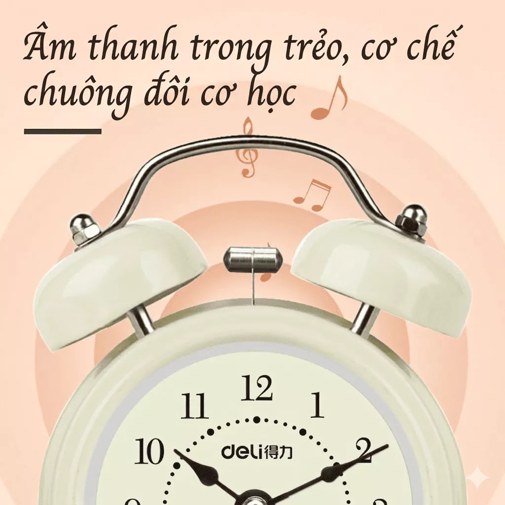[TẶNG PIN] Đồng Hồ Báo Thức Có Chuông Reo DELI Đồng Hồ Để Bàn Có Đèn Led Trang Trí Bàn Học | BigBuy360 - bigbuy360.vn