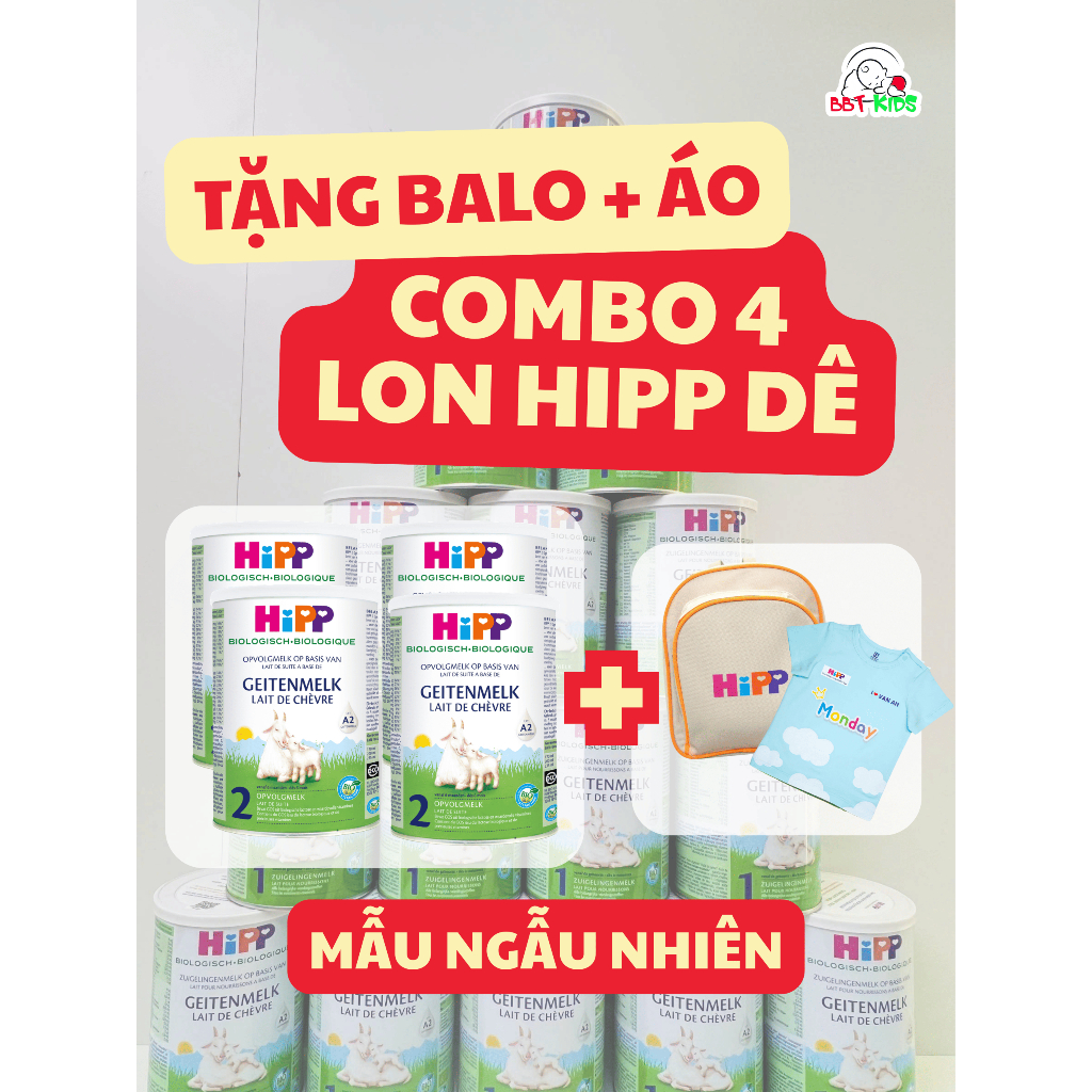 [COMBO 4 LON HIPP DÊ - KÈM QUÀ] - Sữa Dê HiPP Organic Lon 400g