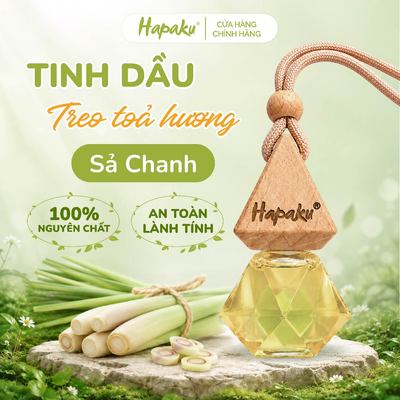 Tinh Dầu Treo Xe Sả Chanh Tự Nhiên 10ml - Hapaku Khử Mùi Hôi, Thư Giãn Tinh Thần