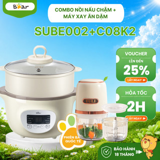 COMBO Nồi Nấu Chậm 1.6L Bear SUBE002 Và Máy Xay Ăn Dặm TULI TL-C08K2, 2 Cối, 8 Lưỡi Dao Inox