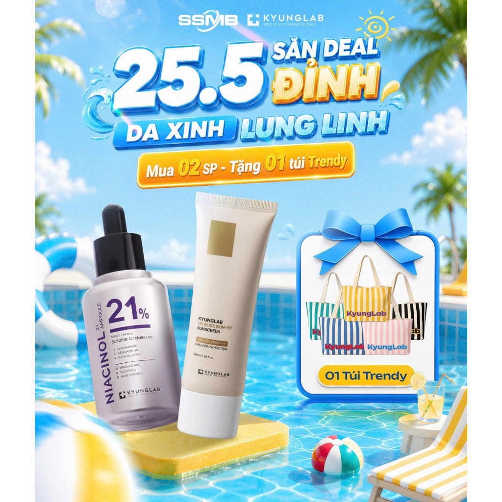 combo Serum Niacinol 21% Kyunglab và Kem Chống nắng Kyunglab