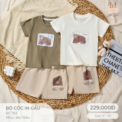 BỘ CỘC GẤU DÀNH CHO BÉ LIL  [ SIÊU MỀM, MÁT, MỊN CO DÃN VÀ THẤM HÚT TỐT] SZ 1Y - 3Y  (HCT83)