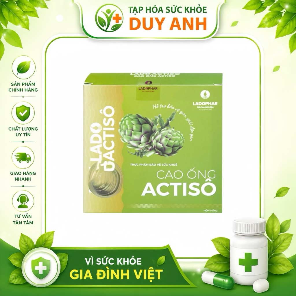 [COMBO 50 ỐNG] Ladophar Lado Actiso Cao Ống Actiso hộp 10 ống – TIỆN UỐNG, THANH MÁT