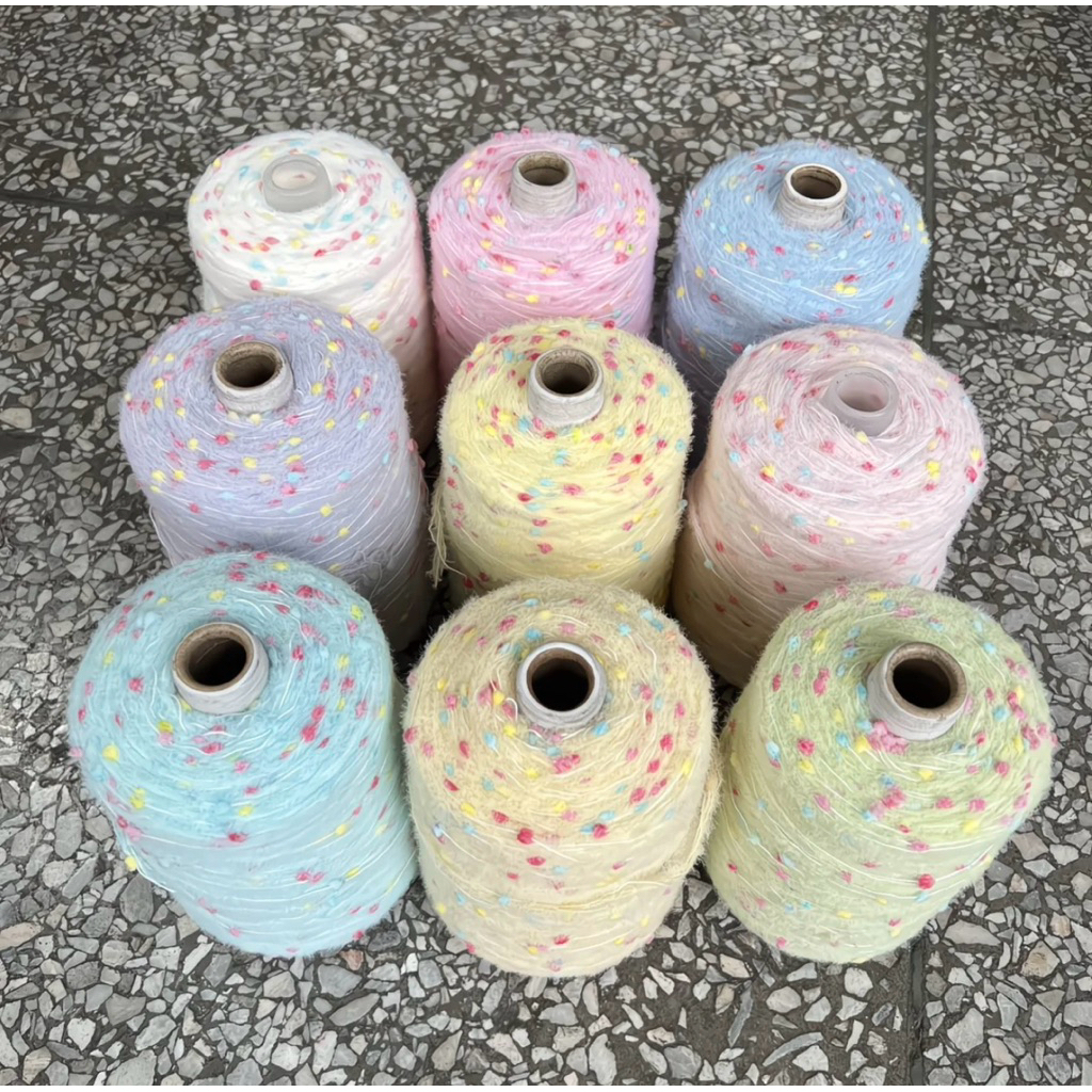 LEN CLOUD CANDY CHẬP 6 sợi &POM POM CẦU VỒNG LOANG MÀU PASTEL