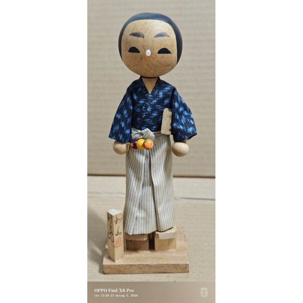 búp bê gỗ Botchan Ningyo Matsuyama, tỉnh Ehime Nhật Bản cao 21cm decor sưu tầm