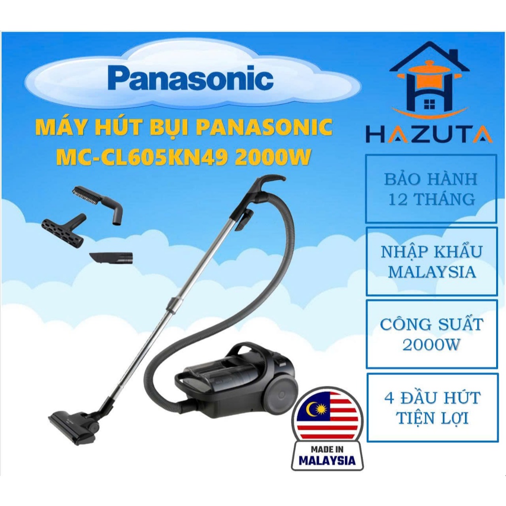 Máy hút bụi dạng hộp Panasonic MC-CL605KN49 & MC-CL603GN49 nhập khẩu Malaysia, chính hãng, bảo hành 