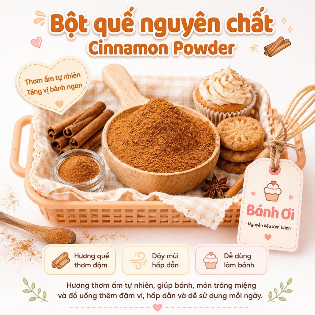 Bột quế, bột quế nguyên chất, Gia vị bột quế, Bột Quế Xay Mịn Làm Bánh, Nấu Ăn, Gia Vị Thơm Tự Nhiên