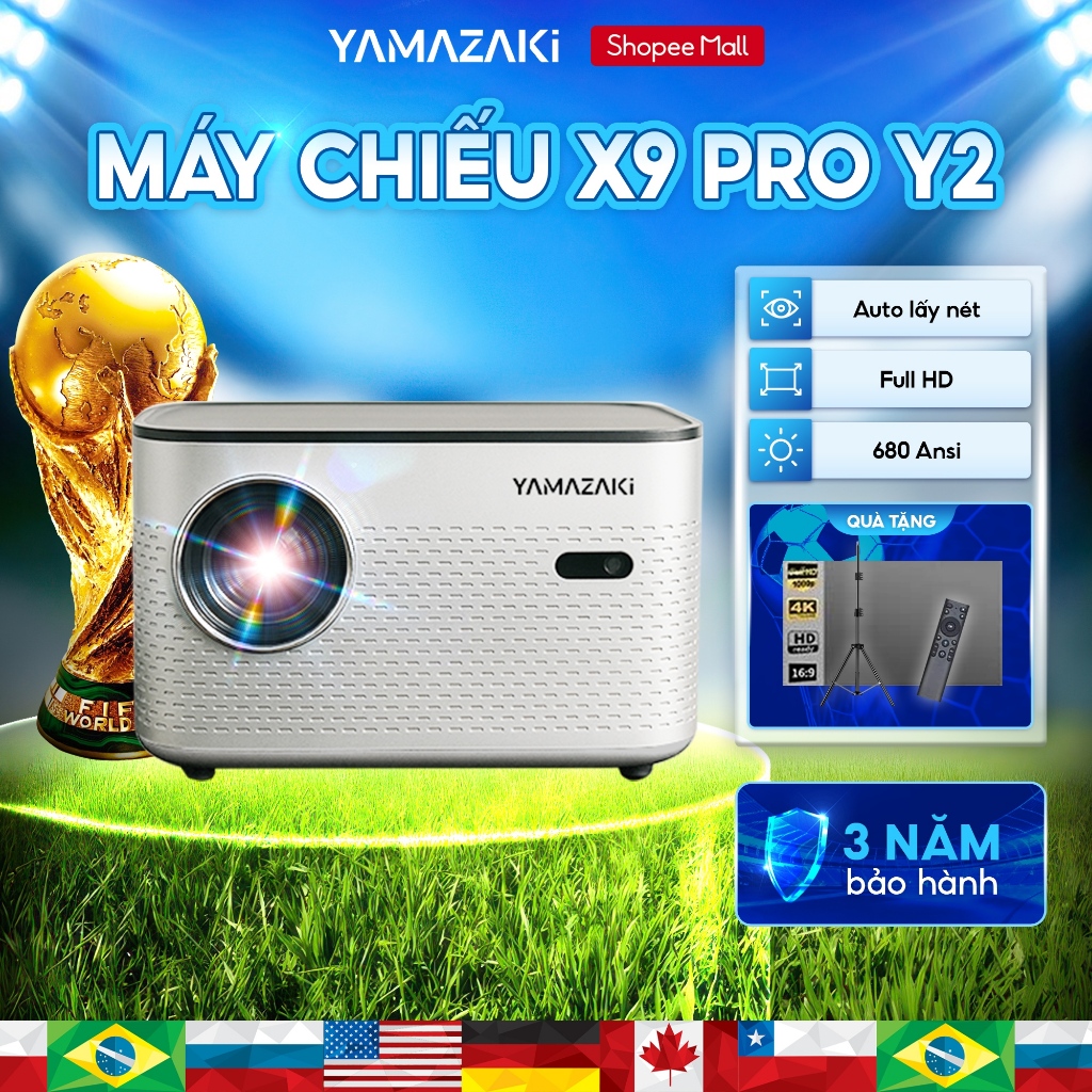 Máy chiếu Mini YAMAZAKi X9 PRO Y2 Độ Phân Giải Full HD Hỗ Trợ 4K Độ Sáng 4200 Lumes Xem Phim Tại Nhà Giải Trí Siêu Nét