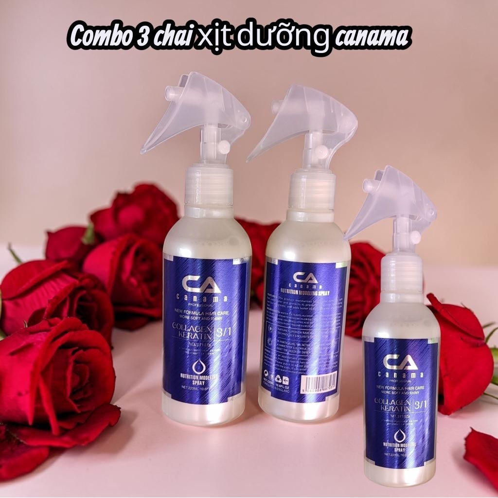 combo 3 chai sữa dưỡng tóc phục hồi collagen karatin canama 220ml