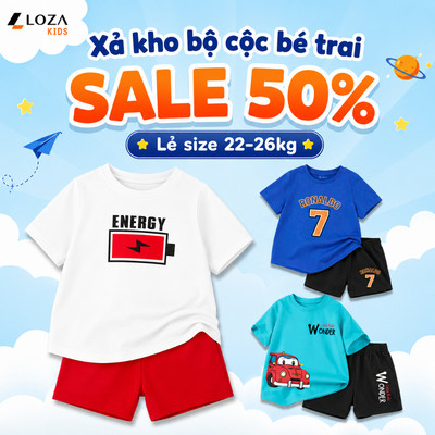 [XẢ KHO SIZE 130] Bộ đồ cho bé trai nhiều mẫu - Quần áo trẻ em nam từ 22-26kg - Loza Kids XB004