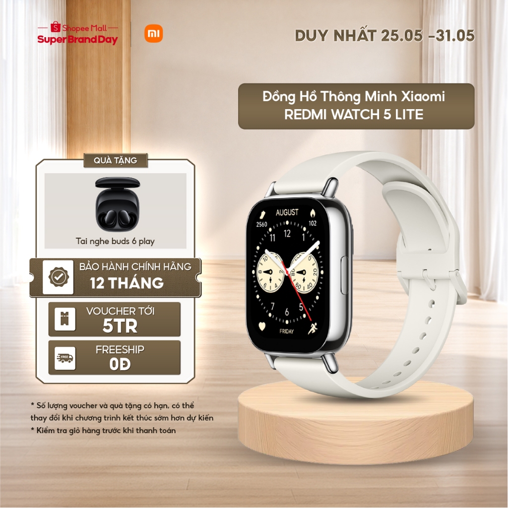 Đồng hồ thông minh Xiaomi Redmi Watch 5 Lite - Màn hình AMOLED 1,96" - Thời lượng pin lên đến 18 ngày - GNSS tích hợp | BigBuy360 - bigbuy360.vn