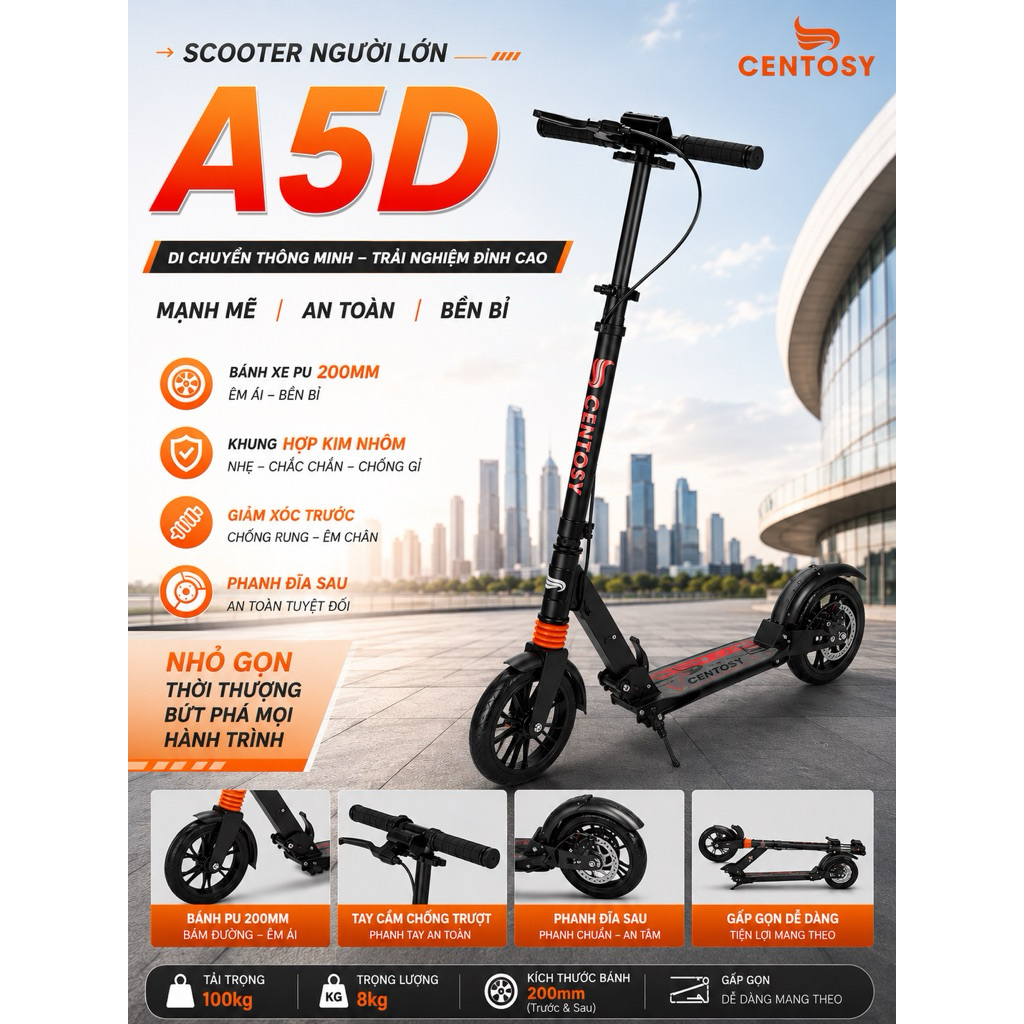 Xe trượt scooter A5D chòi chân tải trọng cao 100kg
