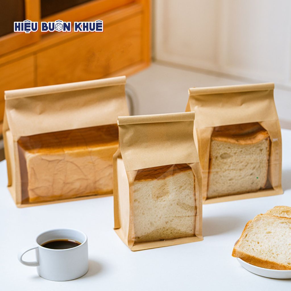 100 Túi Giấy Kẽm Nâu Kraft Bánh Ngọt, Croissant, Sandwich, Bánh Mì Hoa Cúc, Bắp Rang Bơ, Bánh Kẹo