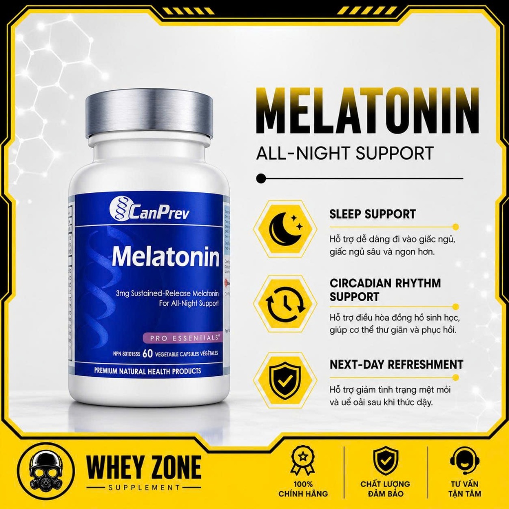 Melatonin CanPrev 3mg – Hỗ Trợ Giấc Ngủ Tự Nhiên