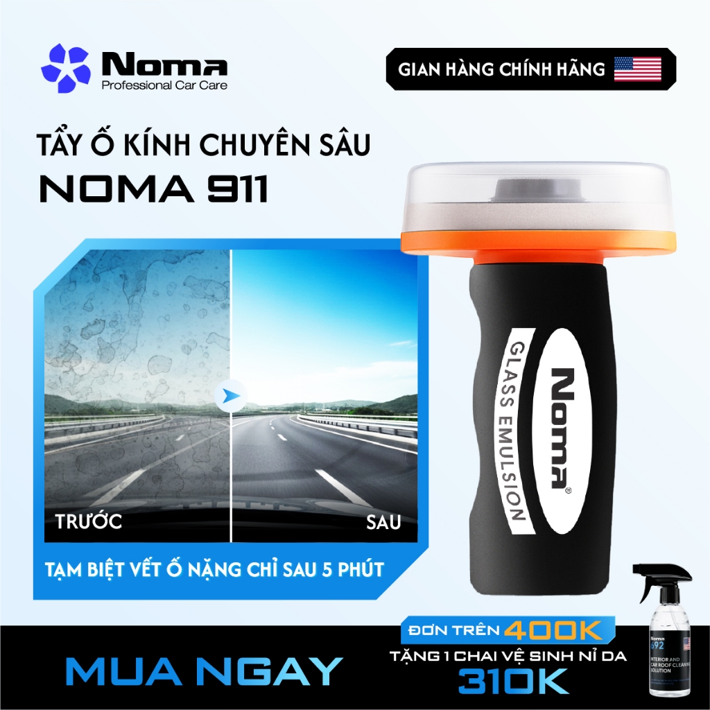 Chai vệ Sinh Kính Ô Tô Noma 911,Tẩy Ố Kính Làm sạch kính, tẩy màng dầu dễ sử dụng Chai 100ml