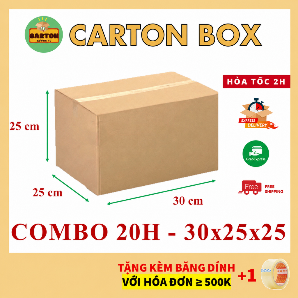 [SỈ/LẺ] (30x25x25) COMBO 20 Hộp Carton Giá Rẻ, Thùng Carton Đóng Hàng chỉ từ 599đ/h