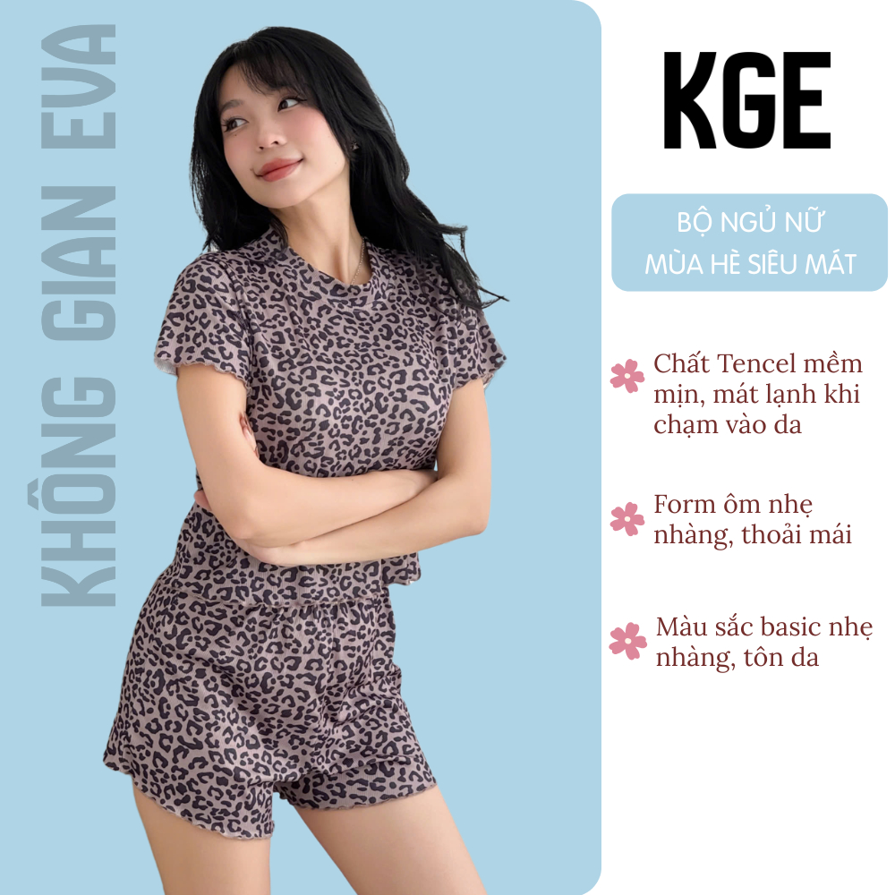 Bộ đồ ngủ nữ chất Tencel mát lạnh họa tiết đơn giản, bộ ngủ nữ mùa hè mềm mại thoáng khí D5230