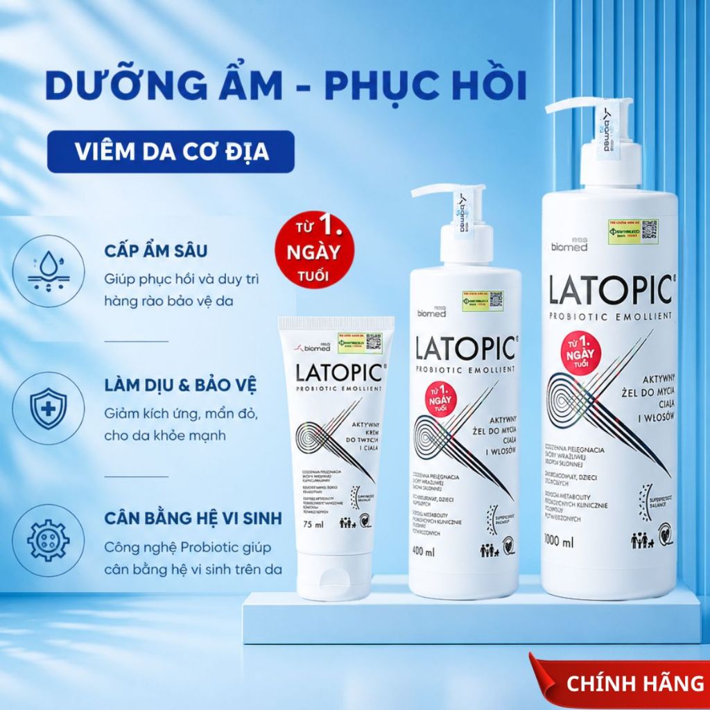 LATOPIC CHÍNH HÃNG Kem Dưỡng Ẩm Cho Bé Viêm Da Cơ Địa Chàm Sữa Giảm Khô Nẻ Ngứa Mặt Toàn Thân KIKIDA