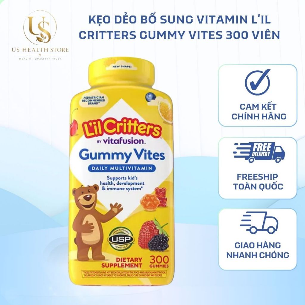 [ Hỏa tốc] Kẹo dẻo L’il Critters Gummy Vites 300V