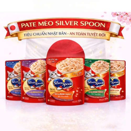 [Top Value] Pate Cho Mèo Silver Spoon 60gram - Thức Ăn Ướt Cho Mèo Silver Spoon - Sốt Mèo Gói Dạng S