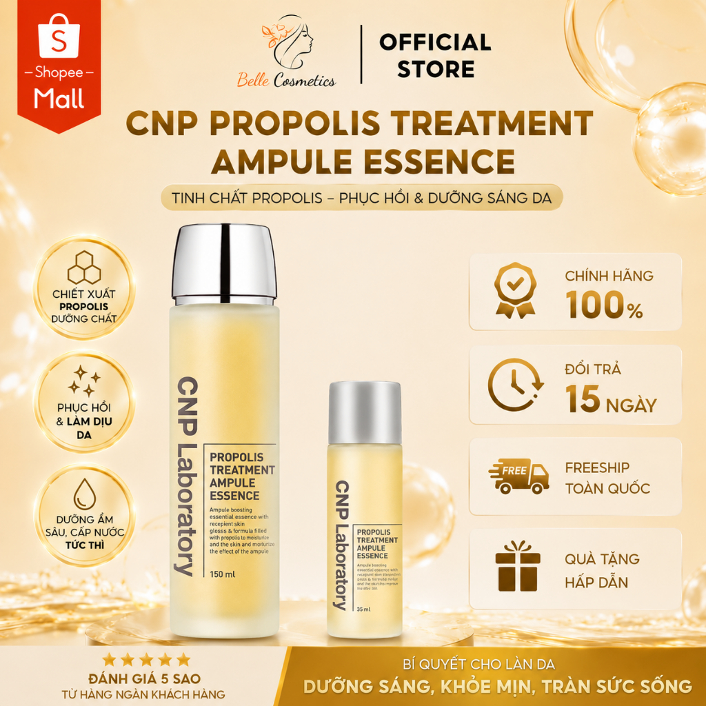 Nước thần keo ong CNP Laboratory Propolis TREATMENT AMPULE ESSENCE nước cân bằng da - toner Làm Dịu,