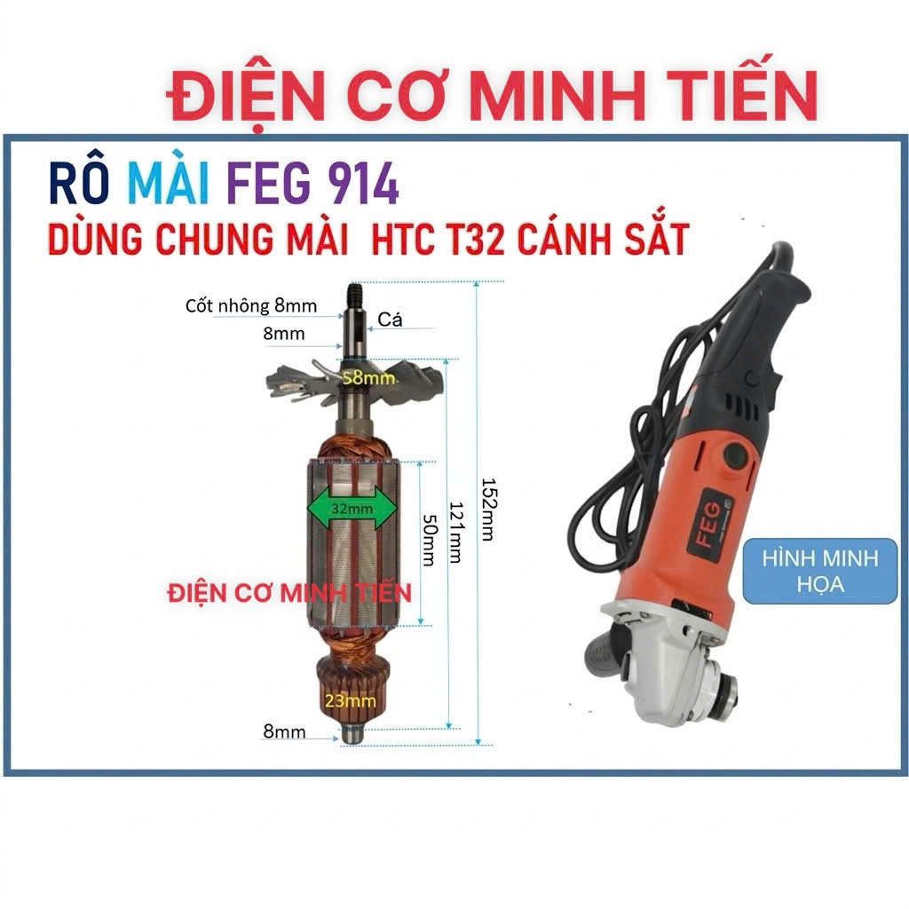 FEG - RÔ MÀI GÓC FEG 914, DÙNG CHUNG HITACH THÂN 32 CÁNH SẮT