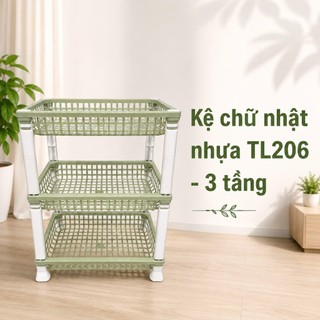 Kệ nhựa chữ nhật tl1-206 3 tầng tự lập - 40 x 24 x 48.5 cm