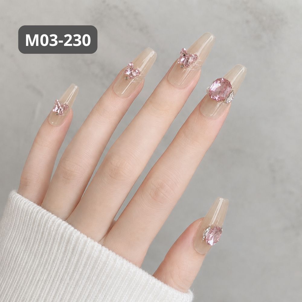 Ảnh 2 của Móng tay giả BEABIAI Nail box kèm keo gắn, dáng ngắn, dài, thiết kế trơn, đính đá sang trọng